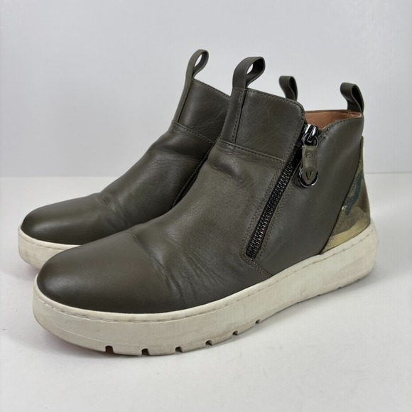 Vionic Brinkley Women's US 7.5 Olive Green Leather Camo Side Zip Sneaker Bootie - Picture 1 of 16